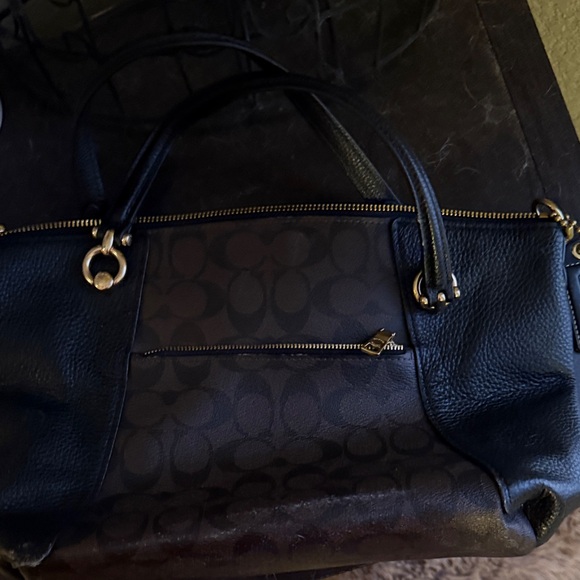 Coach Black and Brown Shoulder Bag with Gold Accents - Picture 3 of 8